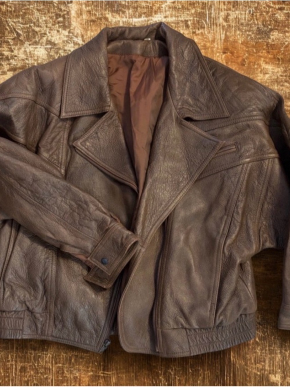 Vintage 80s Men's Brown genuine Leather Bomber Jacket top gun